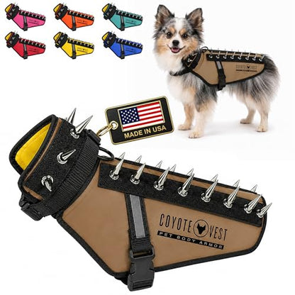CoyoteVest Dog Harness | Stab-Resistant Protective Vest | Coyote Vest for Dogs | Defends Against Coyotes, Dogs, Birds of Prey | Reflective Safety, Made in USA (X-Small, Texas Tan) - color: Texas Tan, size: X-Small