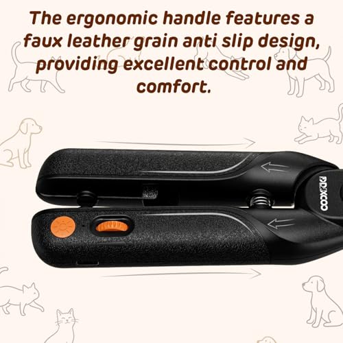 Dog Nail Clippers & Cat Nail Clipper, Pet Nail Trimmer with 2 LED Lights,Safety Side Lock, Nail File and Anti-Slip Handles, Dog Nail Grinder Quiet for Large and Medium Dogs & Cats - color: Black