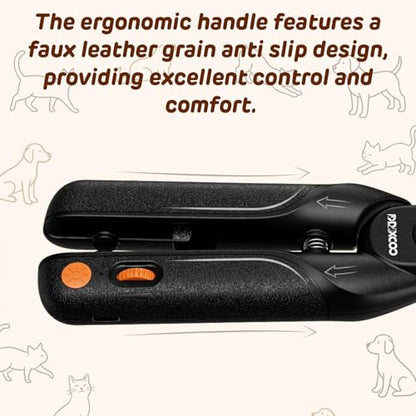 Dog Nail Clippers & Cat Nail Clipper, Pet Nail Trimmer with 2 LED Lights,Safety Side Lock, Nail File and Anti-Slip Handles, Dog Nail Grinder Quiet for Large and Medium Dogs & Cats - color: Black