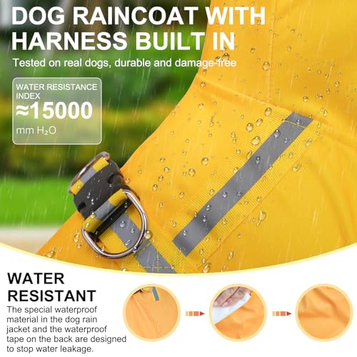 BEAUTYZOO Dog Raincoat Hooded Slicker Poncho, Waterproof Windproof Rain Jacket Hood with Harness Built in, Adjustable Reflective Duck Design Rain Coats for Small Medium Dogs Puppies, Yellow Size S - color: Yellow Duck, size: S(Back 13.2", Chest 18.5", Nec