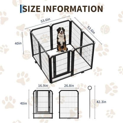 Dog Playpen Indoor 40 Inch 8 Panels Pet Pen with Door & Stakes Portable Exercise Puppy Playpens Metal Dogs Fence Outdoor for Yard RV Camping Training Trips Small Medium Large Dogs Foldable Expandable - size: 40 Inch