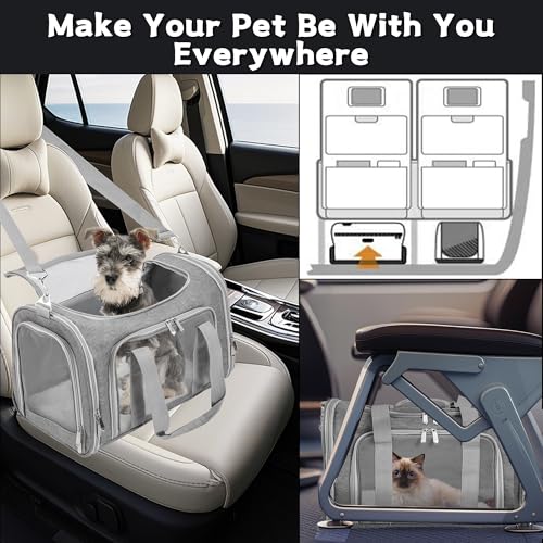 Soft-Sided Cat/Dog/Pet Carrier, Collapsible Pets Travel Carriers for Big Cats/Small Dogs with Shoulder Strap & Removable Mat, Mesh Puppy Carry Bag, Up to 16 Lbs, TSA Airline Approved(Gray) - color: GRAY, size: 17"L x 11"W x 11"H