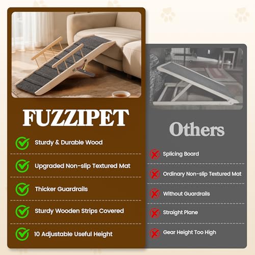 Dog Ramp for Bed Couch, Pet Ramp for Small Medium Old Dogs Cats with 10 Adjustable Heights from 5.91" to 19.69", 47" Long Portable Non-Slip Dog Bed Ramp for High Bed, Couch, Hold up to 200 LBS - size: 47.24 Inch