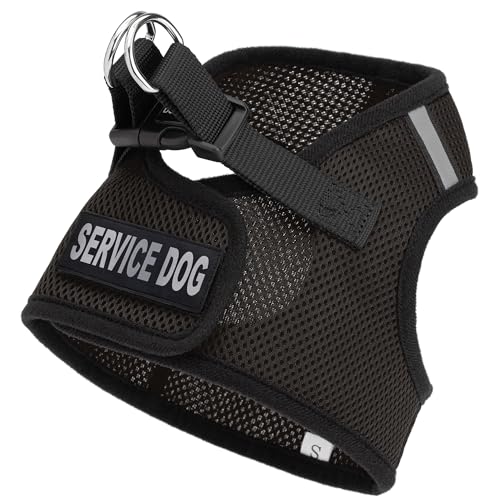 Dogline Boston Step in Mesh Dog Harness with Service Dog Patch No Choke Pet Vest Soft Gentle Padded Chest Halter for Puppies Small Medium and Large Dogs 18 to 21 inches Girth Black - color: Black, size: Girth 18 to 21"
