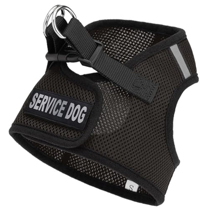 Dogline Boston Step in Mesh Dog Harness with Service Dog Patch No Choke Pet Vest Soft Gentle Padded Chest Halter for Puppies Small Medium and Large Dogs 18 to 21 inches Girth Black - color: Black, size: Girth 18 to 21"