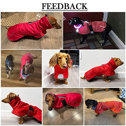 Dachshund Coats Waterproof, Perfect for Dachshunds, Sausage, Weiner Dog Winter Coat with Padded Fleece, Puppy Snowsuit with Adjustable Bands and High Vis Reflective Trim - Pink - M - color: Pink, size: Medium