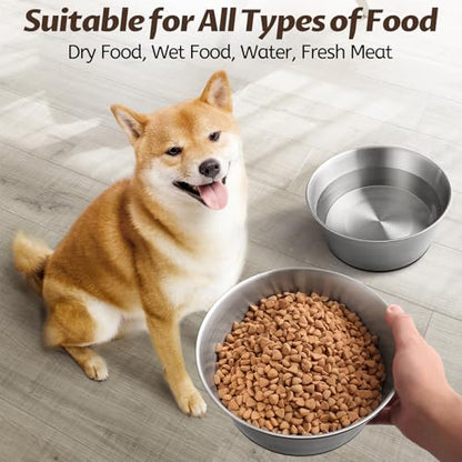 Stainless Steel Dog Bowls for Large Dogs, 64oz/8 Cups Non Slip Dog Metal Bowls, 2 Pack Food and Water Pet Bowls Heavy Duty Dishwasher Safe - size: UPGRADED-L-8cup