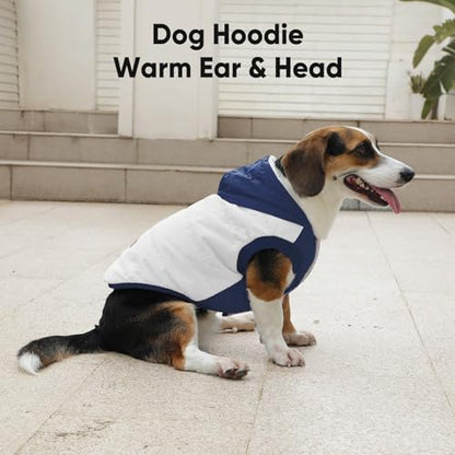 Vecomfy Fleece Lining Extra Warm Dog Hoodie in Winter,Small Dog Jacket Puppy Coats with Hooded,Beige and Blue S - color: Beige and Blue, size: Small (Pack of 1)