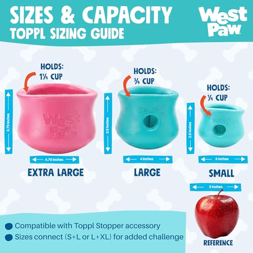 WEST PAW Zogoflex Toppl Interactive Treat Dispensing Puzzle Dog Toy for Mental Stimulation & Enrichment-Holds Kibble & Treats-Lickable, Freezable & Dishwasher Safe-Made in USA-Large-Teal - color: Teal, size: Large