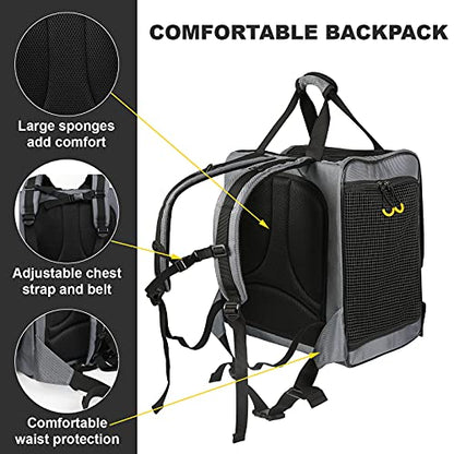 Texsens Pet Carrier Backpack- Extra Large Dog Backpack Carrier with Window Curtain for Medium Large Fat Cats Puppies Rabbits Up to 20 Lbs, Ventilated Design for Travel, Hiking, Outdoor (Grey)