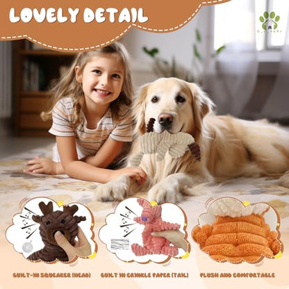 Dog Toy Body Limbs No Stuffing Head Filling Animal Appearance with Soft Squeaker,for Indoor Puppies and Senior Pups Chew and Play(Fox)