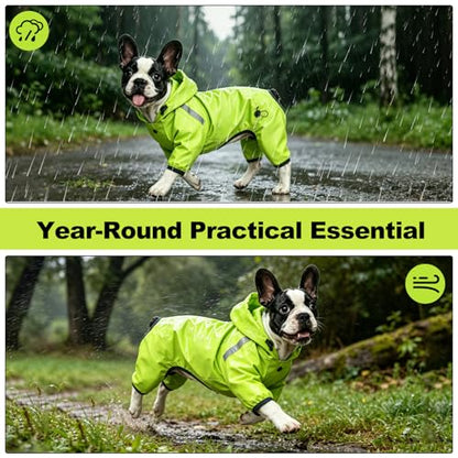 Dog Raincoat, Professional Waterproof with Taped Seams, Ultralight Urban Quick Layer, High-Vis Reflective Stripes, Dirt-Resistant & Easy Care, Year-Round Essential for Dogs(Lime Green, Medium)