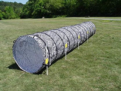 14' Dog Agility Tunnel with Stakes, Multiple Colors Available (Zebra) - color: Zebra