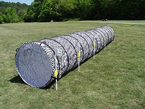 14' Dog Agility Tunnel with Stakes, Multiple Colors Available (Zebra) - color: Zebra