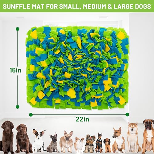 Snuffle Mat for Dogs, Interactive Dog Toys for Slow Feeding & Smell Training Indoor Outdoor, Enrichment Pet Foraging Mat for Small, Medium & Large Dogs, Rabbit, Puppy, Cat, (16"*22")