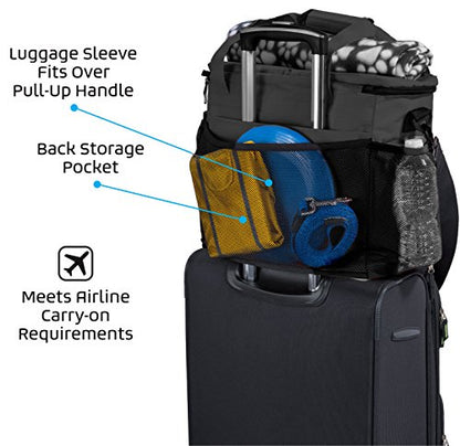 Mobile Dog Gear, Week Away Dog Travel Bag for Medium and Large Dogs, Includes Lined Food Carriers and 2 Collapsible Dog Bowl, Black - color: Black, size: One Size (Pack of 1)