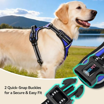 PHOEPET No Pull Dog Harnesses for Small Puppies Reflective Adjustable Front Clip Vest with 2 Metal Leash Attachment Hooks Soft Handle [Over The Head Design](S, Royal Blue) - color: Royal Blue, size: Small
