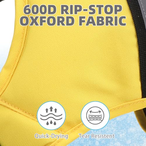 KOOLTAIL Dog Life Jacket, Cute Bee Front Float Dog Life Vest for Swimming Boating, Reflective Pet Lifesaver Swimsuit with Rescue Handle and Chin Float, Super Buoyancy for Puppy Small Medium Dogs, S