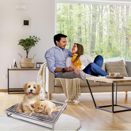 Porch Potty for Dogs, 31"×20" Stainless Steel Dog Litter Box, Portable Sturdy Metal Pet Toilet Tray, for Small Large Dogs Indoor Outdoor Use, Easy to Clean