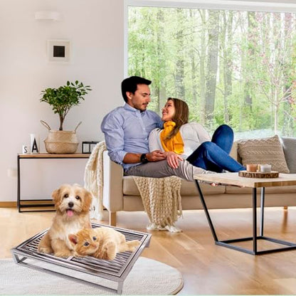 Porch Potty for Dogs, 31"×20" Stainless Steel Dog Litter Box, Portable Sturdy Metal Pet Toilet Tray, for Small Large Dogs Indoor Outdoor Use, Easy to Clean