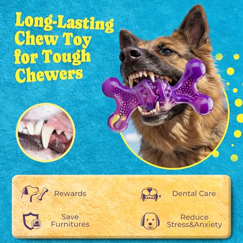 Kseroo Indestructible Dog Toy : 2 Pack Dog Toys for Aggressive Chewers, Bacon Flavor Nylon Hard Dog Chew Toys, Tough Dog Toys for Medium & Large Breeds 30-120 lbs, Durable Dog Toys to Keep Them Busy