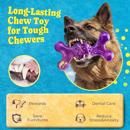 Kseroo Indestructible Dog Toy : 2 Pack Dog Toys for Aggressive Chewers, Bacon Flavor Nylon Hard Dog Chew Toys, Tough Dog Toys for Medium & Large Breeds 30-120 lbs, Durable Dog Toys to Keep Them Busy
