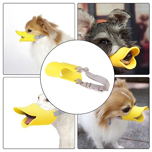 Dog Muzzle, Anti Bite Silicone Duck Mouth Shape Dog Mouth Covers with Adjustable Strap, Stop Barking Chewing, Anti-Called Muzzle for Small Medium Dogs(for 2.5 kg-4.5 kg/Yellow)
