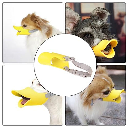 Dog Muzzle, Anti Bite Silicone Duck Mouth Shape Dog Mouth Covers with Adjustable Strap, Stop Barking Chewing, Anti-Called Muzzle for Small Medium Dogs(for 2.5 kg-4.5 kg/Yellow)