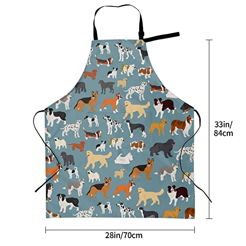 Perinsto Dog Cat Pets Cute Animals Waterproof Apron Bibs for Grooming Kitchen Cooking Baking Painting Gardening - color: Dog (Grey Blue)