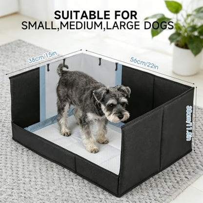 Dog Litter Box with High Walls, Pee Pad Holder | Foldable, No Assembly, Waterproof, Seamless, Portable for Travel - size: Small