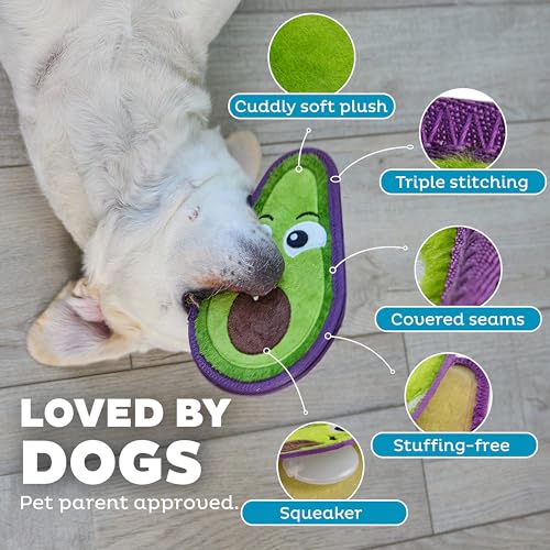 Outward Hound Tough Skinz Durable Squeaky Dog Toy with Two Tough Layers, Avocado, Green, Medium - color: Avocado, size: Medium