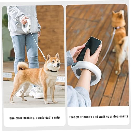 Retractable Dog Leash with Flashlight - Rechargeable, 118in Round Handle, Lock, Breathing Light for Small & Medium Dogs