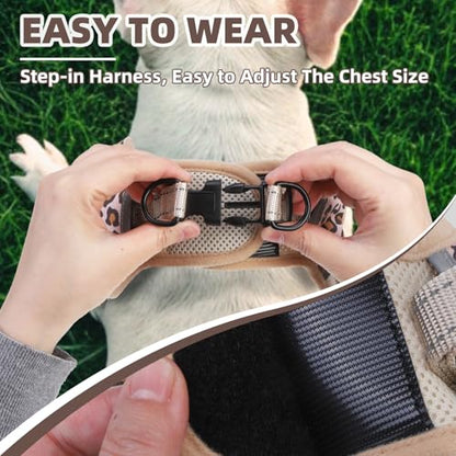 PUPTECK Dog Harness Small Sized Dog, Step in Adjustable Reflective Dog Vest Harness Escape Proof, No Pull Soft Padded Harness Easy Control, Brown Leopard, M - color: Brown(Leopard), size: M (CHEST: 14.5"-20")