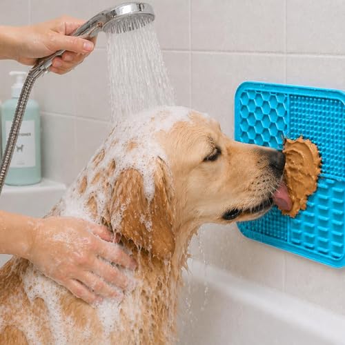 Dog Lick Mat with Suction Cups, Silicone Slow Feeder for Dogs & Cats, Anxiety Relief Lick Pad, Peanut Butter Mat for Bathing, Grooming, Nail Trimming & Training(1Pack Yellow) - color: Yellow