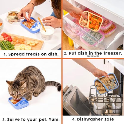 Awoo Sardina - Silicone Lick Mat + Slow Feeder for Cats & Small Dogs - Non-Slip Design with Suction Cups - Dishwasher Safe Pet Dish - Extends Mealtime and Reduces Anxiety - for Wet & Dry Food (Melon) - color: Melon