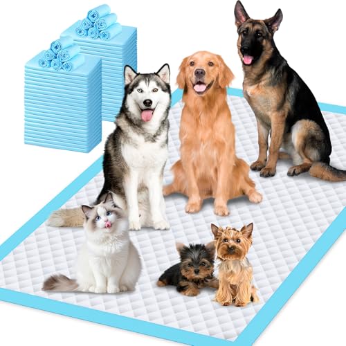 Gimars 100G Thicker Large 36in x 44in Puppy Pads – Dog Pee Pads with Reinforced Edges for Medium & Large Breeds, Multi-Dog Homes, 100% Leakproof, 48H Absorption, Indoor Potty & Floor Protection - size: 36"x44"- Blue 40 Counts
