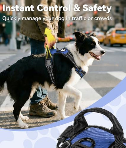 Joytale No Pull Dog Harness Medium Sized Dog, Reflective Pet Vest with Front Clip, Adjustable Soft Padded Harnesses with Easy Control Handle for Training and Walking, Navy Blue, M - color: Navy Blue, size: Medium