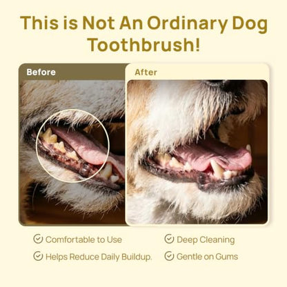 HICC PET Toothbrush for Dogs & Large Cats, Ergonomic Pet Toothbrush for Easy Teeth Cleaning,Gentle on Gums, Cat & Dog Dental Care – Toothpaste Not Included - color: Yellow for Dogs & Large Cats