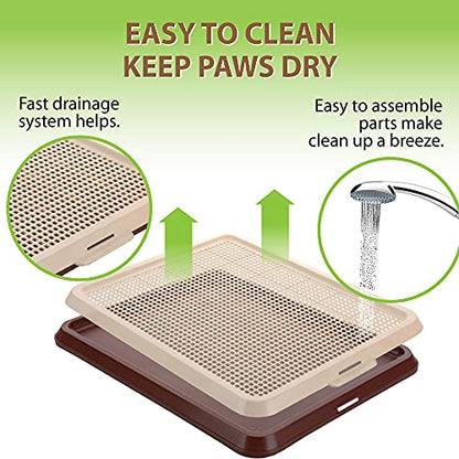 BANU Puppy Pee Pad Holder Indoor Outdoor Dog Potty Toilet Training Tray 20" x 16" for Small and Medium Dogs (Ivory)
