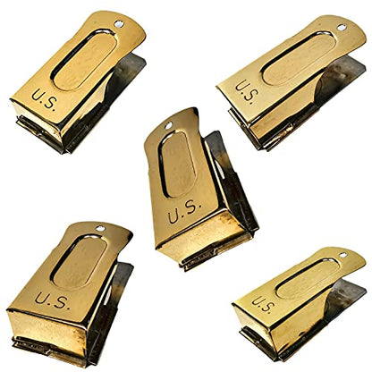 Mythrojan Pet Training Clicker Set Brass and Steel Puppy Dog Training Cricket Clicker U.S. Engraved WII Military Gear Metal Clicker - Pack of 5 Pcs - style: Clicker (5 pcs without Leather Cord)
