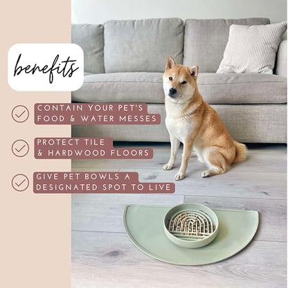 Should We Go? Waterproof Silicone Dog Food Mat – Medium Size Non-Slip Pet Bowl Mat, Raised Edge Design, Easy-to-Clean Pet Food Placemat for Dog & Cat Bowls, 21" Across x 10.5" Deep - Terracotta - color: Terracota, size: Medium