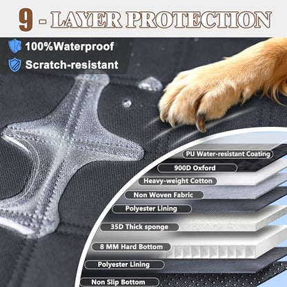 Dog Car Seat Cover for Back Seat – 900D Oxford Heavy Duty Hard Bottom Extender, Waterproof Dog Hammock with Mesh Window, Joint-Friendly Sponge Pad, Supports 600LBS – Fits Sedan/SUV - size: L-For Cars/ SUVs/ Small Truck