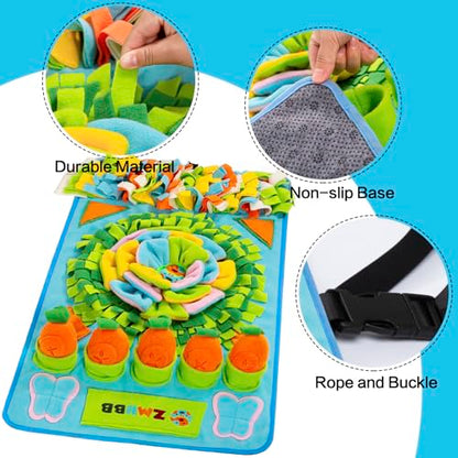 Pet Snuffle Mat for Dogs Sniff Mat Nosework Feeding Mat Slow Feeder Interactive Dog Puzzle Toys for Training and Stress Relief Encourages Natural Foraging Skills (31''x19''（Blue）) - size: 31''x19''（blue）