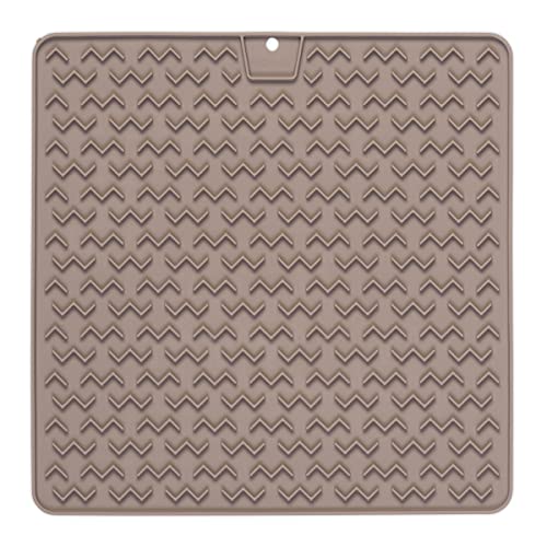 Messy Mutts Silicone Therapeutic Interactive Feeding and Licking Mat | 12” x 12” | Slow Feeder for Boredom & Anxiety | Lick Pad for Cats & Small Dogs | Grey