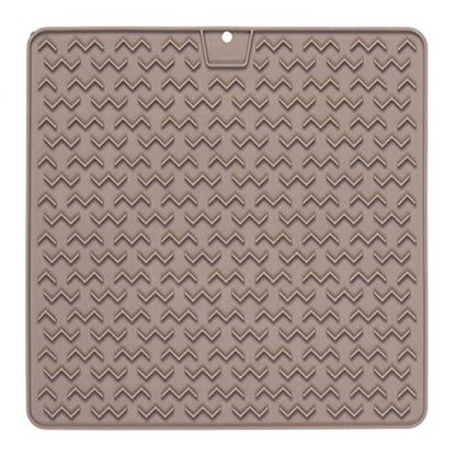 Messy Mutts Silicone Therapeutic Interactive Feeding and Licking Mat | 12” x 12” | Slow Feeder for Boredom & Anxiety | Lick Pad for Cats & Small Dogs | Grey
