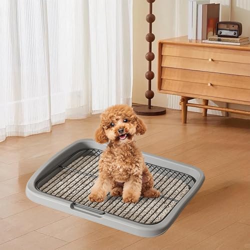 Flat Bottom Dog Toilet, Puppy Potty Tray with Mesh, Puppy Pad Holder Tray, Indoor Pet Training Toilet, Detachable and Washable, Suit for Small and Medium Sized Dogs, Gift for Pet Lover