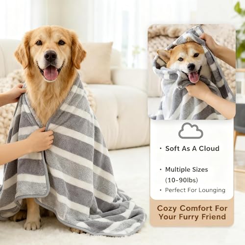 M Size Great Absorbent Dog Bathrobe, Quick-Dry Microfiber Dog Bath Towel for Medium Dogs 18-26 lbs, Adjustable Post-Bath Drying Robe with Chest 27.6", Grey - size: M