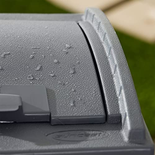 Suncast 2 Pack Trash Hideaway Refuse Container, Stylish Resin Outdoor Garbage Bin with Latching Lid, 30 to 33 Gallon Capacity, Cyberspace - color: Cyberspace, size: 2 Pack