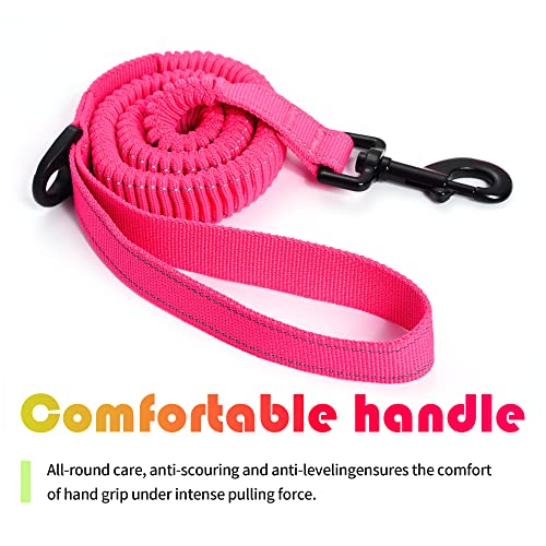 Mile High Life | Bungee Dog Leash | Gentle Pull Training Lead | Soft Comfort Texture | 3-5 Feet | for Dogs/Cats Under 20 lb (Pink) - color: 3-5 feet-Pink
