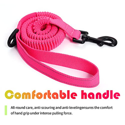 Mile High Life | Bungee Dog Leash | Gentle Pull Training Lead | Soft Comfort Texture | 3-5 Feet | for Dogs/Cats Under 20 lb (Pink) - color: 3-5 feet-Pink